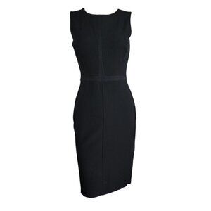 WHITE HOUSE BLACK MARKET Solid All Black Zip Up Pencil Dress Womens Size 4
